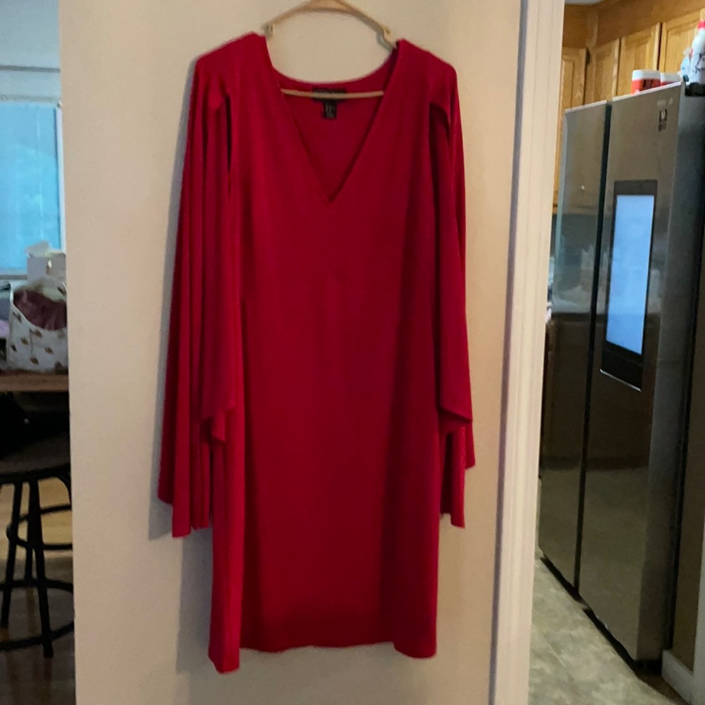 Red caped dress